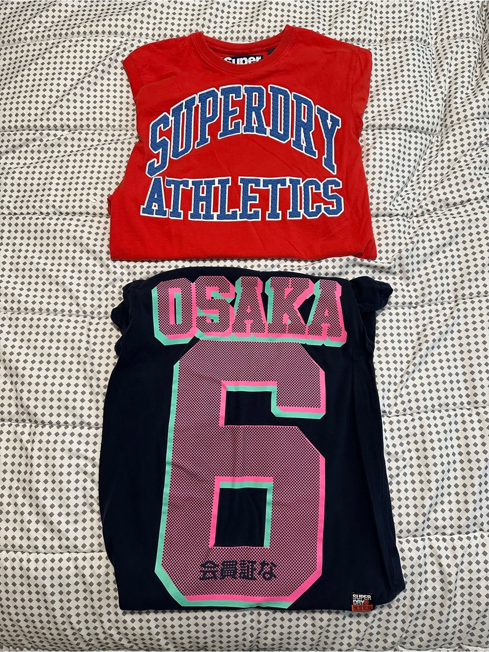 Two Superdry T-Shirts Collegiate Script and Osaka 6